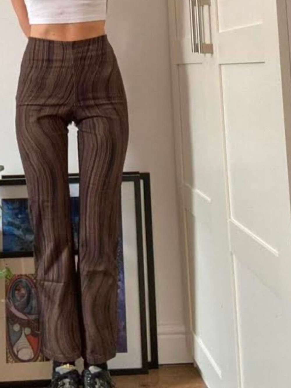 Paloma Wool Brown Striped Suede-y Pants